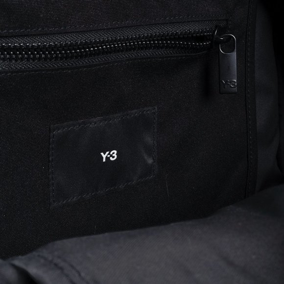 Y-3 Logo Embroidered Black Canvas Backpack - Picture 13 of 16